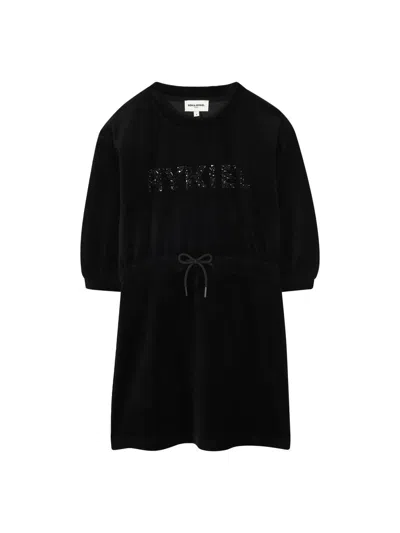 Sonia Rykiel Logo Dress For Girls In Black