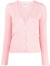 Sonia Rykiel Logo-lettering V-neck Cardigan In Pink