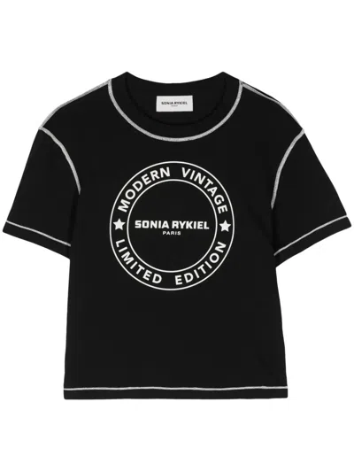 Sonia Rykiel Logo-print Cotton T-shirt In Black