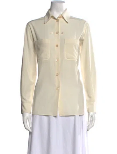 Pre-owned Sonia Rykiel Long Sleeve Button-up Top In White