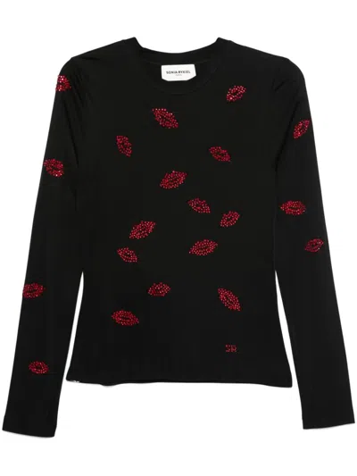 Sonia Rykiel Long-sleeves Jersey Top In Schwarz