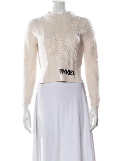 Pre-owned Sonia Rykiel Merino Wool Crew Neck Sweater In Neutral
