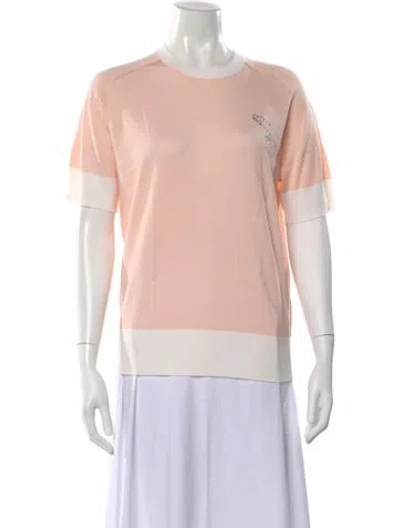 Pre-owned Sonia Rykiel Merino Wool Crew Neck T-shirt In Pink