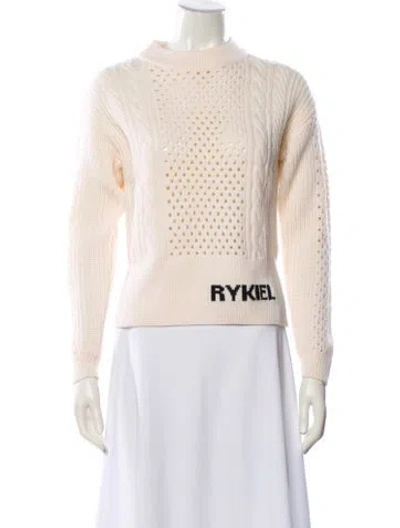Pre-owned Sonia Rykiel Merino Wool Graphic Print Sweater In Neutral