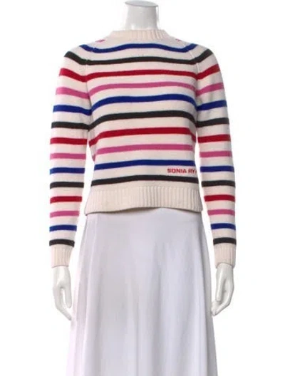 Pre-owned Sonia Rykiel Merino Wool Striped Sweater In Neutrals