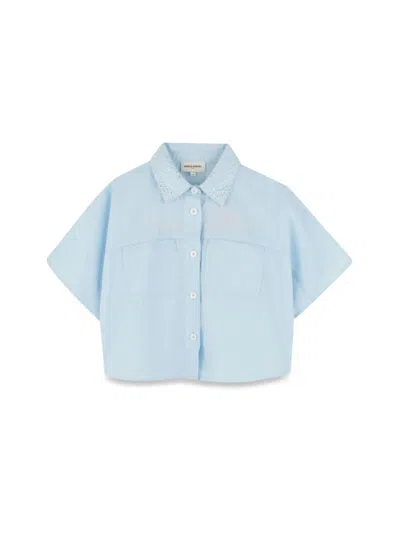 Sonia Rykiel Mini Cotton Short Sleeve Shirt For Kids In White