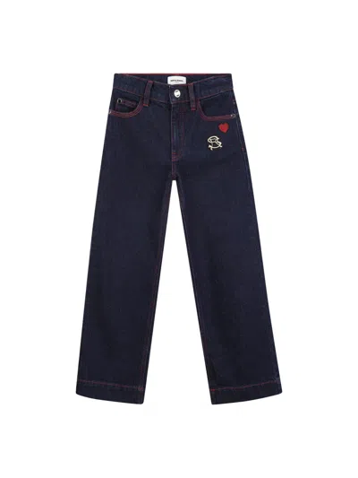 Sonia Rykiel Mini Denim Trousers For Girls In Blue