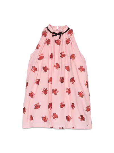 Sonia Rykiel Mini Kisses Pinafore Dress For Girls In Pink
