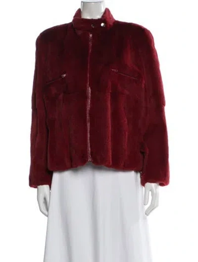 Pre-owned Sonia Rykiel Mink Faux Fur Jacket In Red