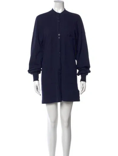 Pre-owned Sonia Rykiel Mock Neck Mini Dress In Blue