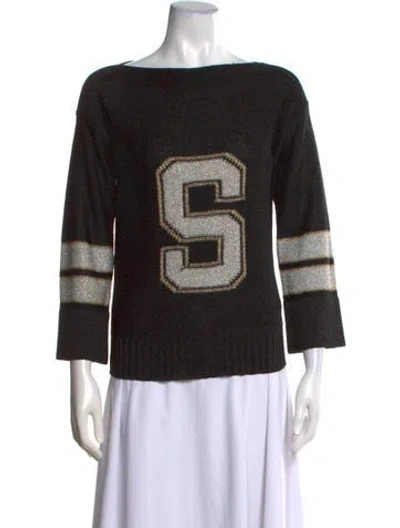 Pre-owned Sonia Rykiel Modern Vintage Graphic Print Sweater In Black/gold/metallic