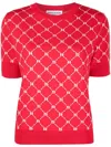 Sonia Rykiel Monogram-pattern Knitted Top In Red