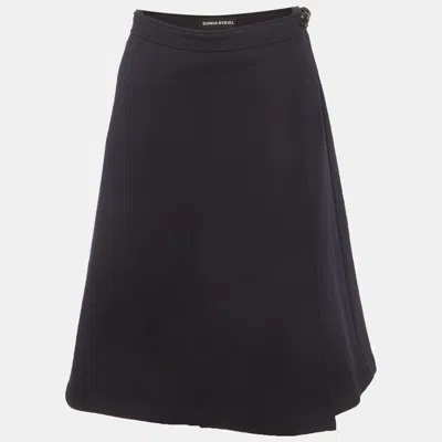 Pre-owned Sonia Rykiel Navy Blue Jersey Wrap Skirt L