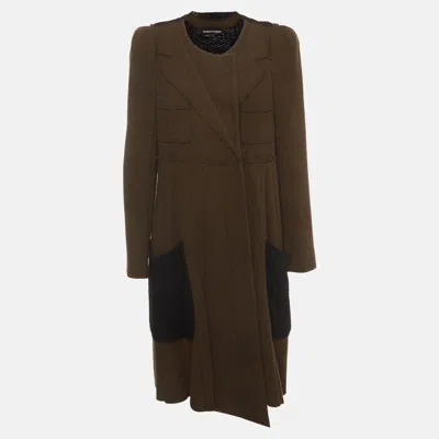 Pre-owned Sonia Rykiel Olive Green Wool Blend Double Breasted Coat L