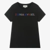 SONIA RYKIEL PARIS TEEN GIRLS BLACK ORGANIC COTTON T-SHIRT