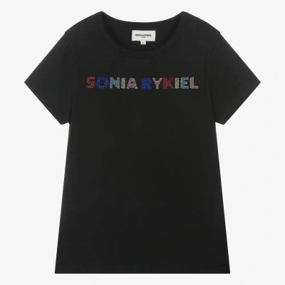 Sonia Rykiel Paris Teen Girls Black Organic Cotton T-shirt In Black