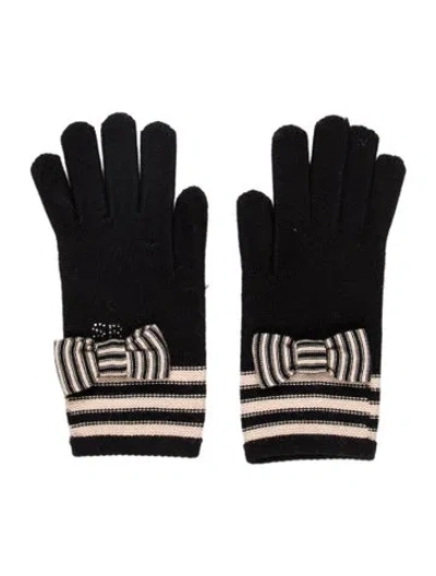 Pre-owned Sonia Rykiel Pattern Print Knit Winter Gloves In Black