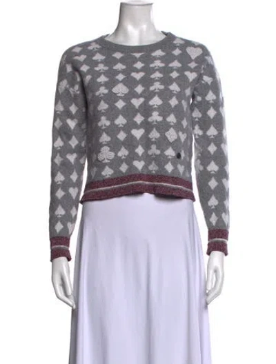 Pre-owned Sonia Rykiel Patterned Crew Neck Sweater In White