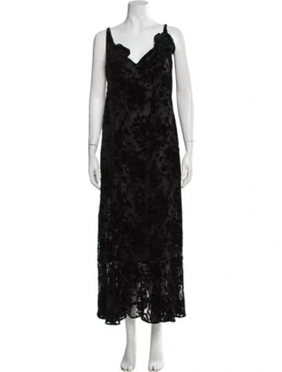 Pre-owned Sonia Rykiel Patterned Long Dress In Black