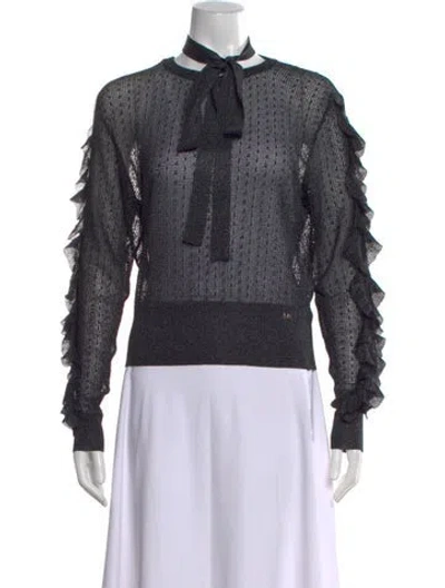 Pre-owned Sonia Rykiel Patterned Tie Neck Sweater W/ Tags In Black
