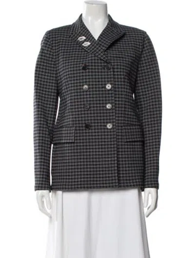 Pre-owned Sonia Rykiel Plaid Print Blazer In Blue