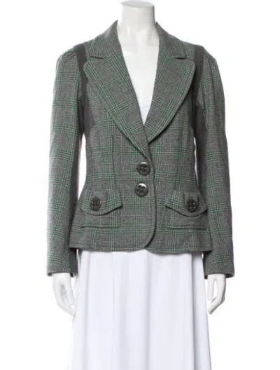 Pre-owned Sonia Rykiel Plaid Print Blazer In Green