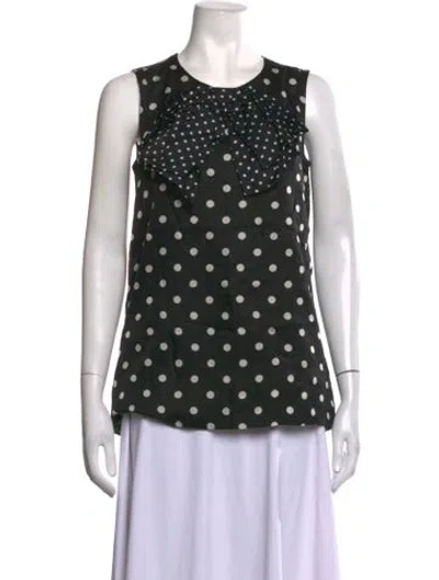 Pre-owned Sonia Rykiel Polka Dot Print Crew Neck Top In Black