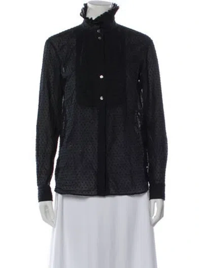 Pre-owned Sonia Rykiel Polka Dot Print Long Sleeve Blouse In Black