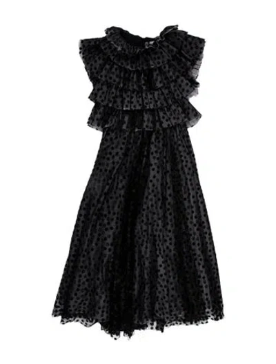 Pre-owned Sonia Rykiel Polka Dot Print Midi Length Dress In Black