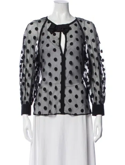 Pre-owned Sonia Rykiel Polka Dot Print V-neck Blouse In Blue