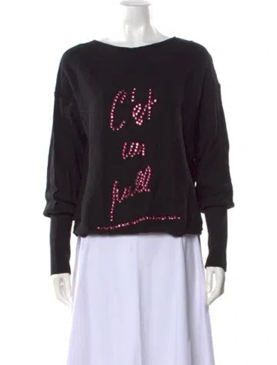 Pre-owned Sonia Rykiel Printed Bateau Neckline Sweater In Black