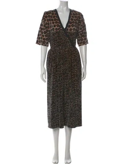 Pre-owned Sonia Rykiel Printed Midi Length Dress In Black