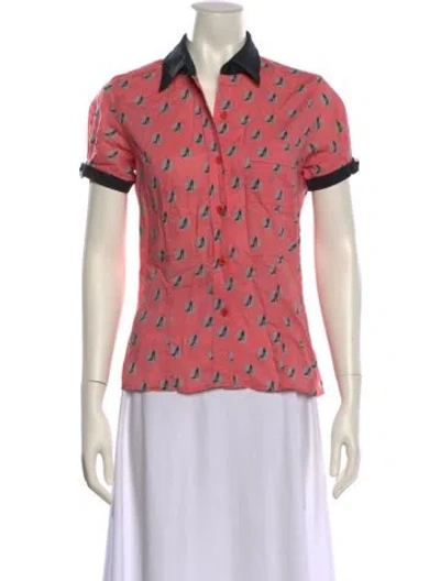 Pre-owned Sonia Rykiel Printed Short Sleeve Polo In Pink