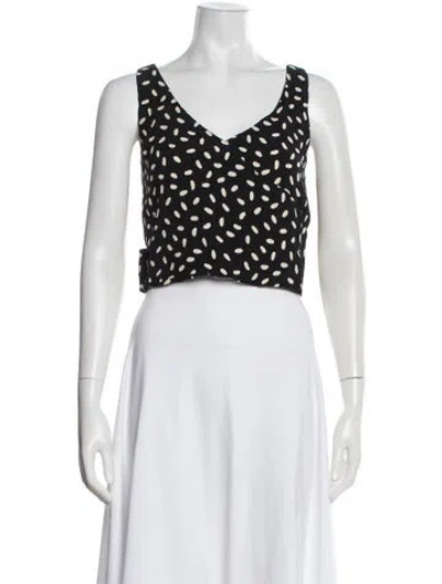 Pre-owned Sonia Rykiel Printed V-neck Crop Top In Black