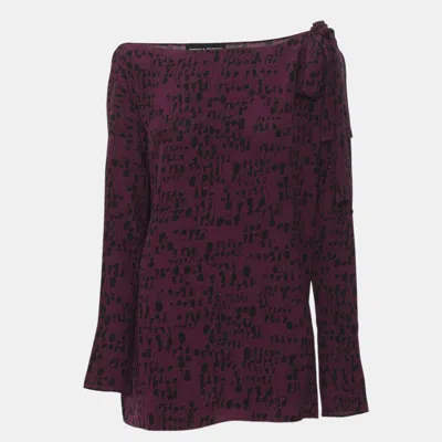 Pre-owned Sonia Rykiel Purple Printed Crepe Off-shoulder Tops M