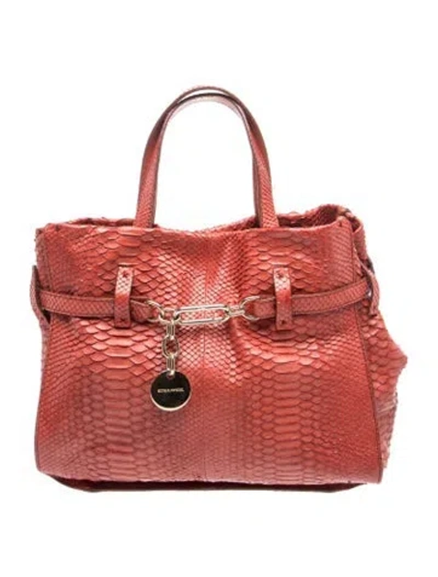 Pre-owned Sonia Rykiel Python Top Handle Bag In Orange