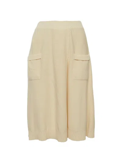 Pre-owned Sonia Rykiel Rib-knit Pleated Midi Skirt In Yellow