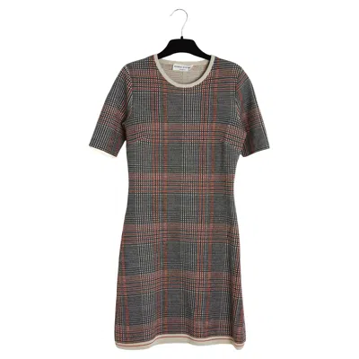 Pre-owned Sonia Rykiel Robe Laine Soie Fr34/36 Wool And Silk Check Slip On Dress Uk6 Us4 In Black