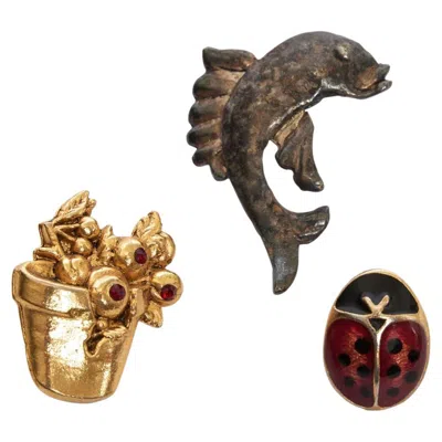 Pre-owned Sonia Rykiel Rykiel 80s Set Of 3 Brooches In Multi