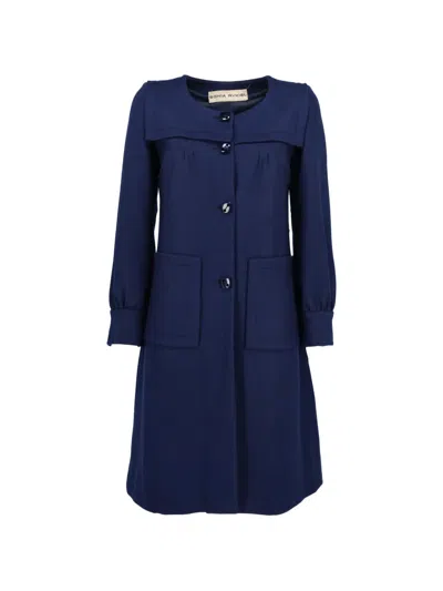 Pre-owned Sonia Rykiel Sailor-collar Patch-pocket Coat In Blue