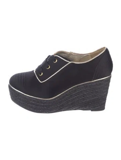 Pre-owned Sonia Rykiel Satin Leather Trim Embellishment Pumps In Black
