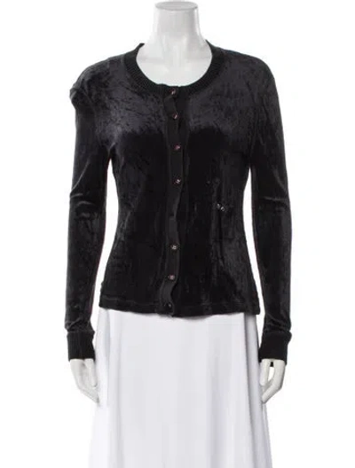 Pre-owned Sonia Rykiel Scoop Neck Long Sleeve Button-up Top In Black