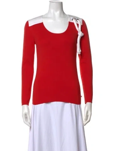 Pre-owned Sonia Rykiel Scoop Neck Long Sleeve Top In Red