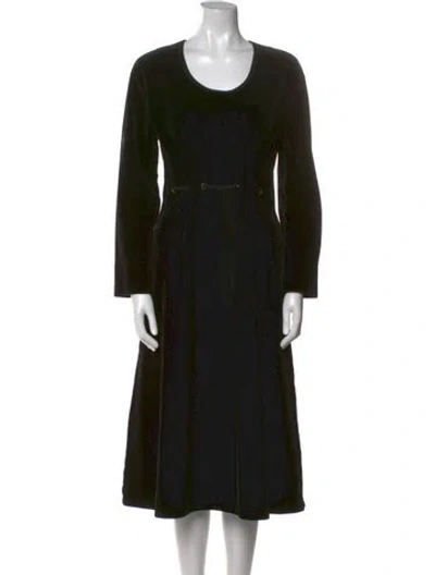 Pre-owned Sonia Rykiel Scoop Neck Midi Length Dress In Black