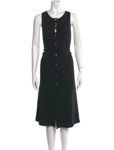 Pre-owned Sonia Rykiel Scoop Neck Midi Length Dress In Black