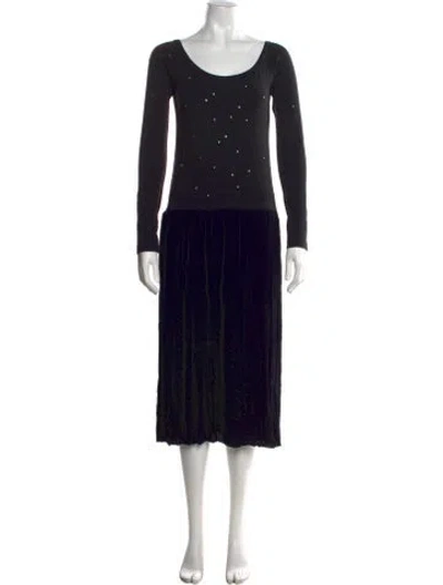 Pre-owned Sonia Rykiel Scoop Neck Midi Length Dress In Black
