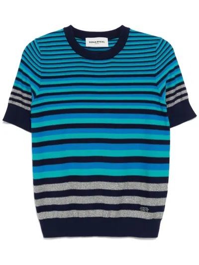 Sonia Rykiel Short-sleeved Striped Top In Blue