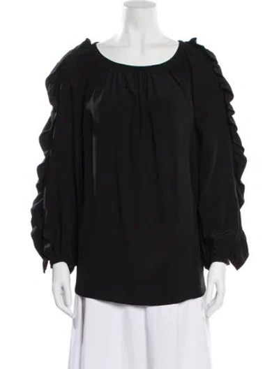 Pre-owned Sonia Rykiel Silk Crew Neck Blouse In Black