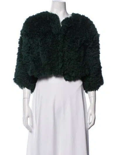 Pre-owned Sonia Rykiel Silk Faux Fur Jacket In Green