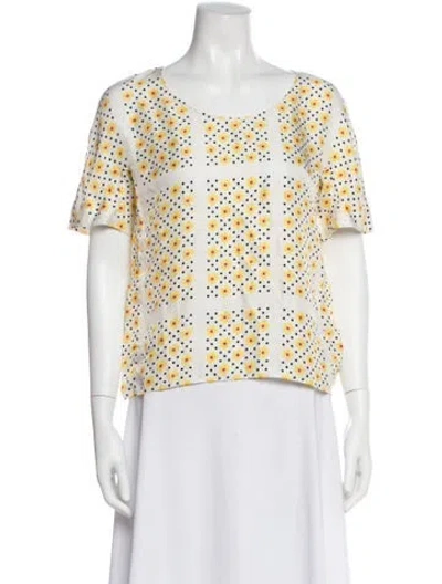 Pre-owned Sonia Rykiel Silk Floral Print Top In Yellow